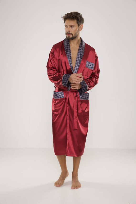 940 Forex férfi szatén fürdőköpeny - gesztenyebarna színben