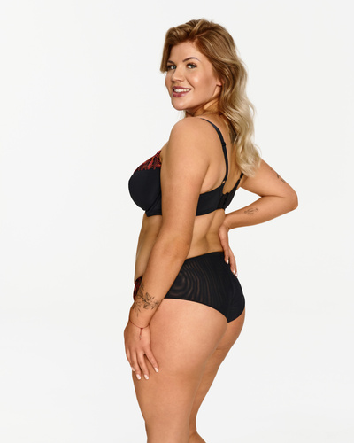 2612 Lupoline puha melltartó - fekete, merevítővel és őszi hímzéssel