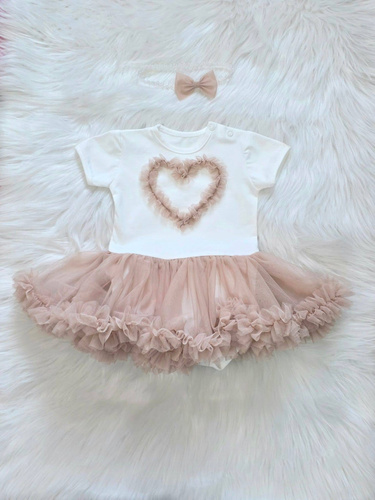 Mia Bambarillo baba body ruha tüll szoknyával elegáns kényelmes beige