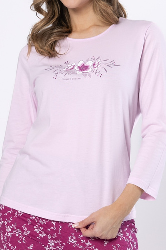 Edyta 1633 Női pizsama Leveza pamut lila - hosszú ujjú, kényelmes, kényelmes