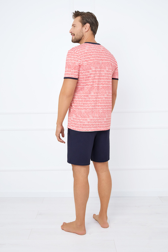 Flota Férfi rövid ujjú pizsama, rövidnadrág Italian Fashion - print piros/kék