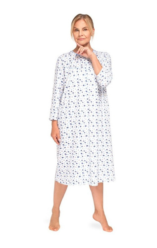 Bogna II 204 hálóing Martel kék 32-es pamut hosszú ujjú, gombos hálóing, ideális ajándék a nagymamának