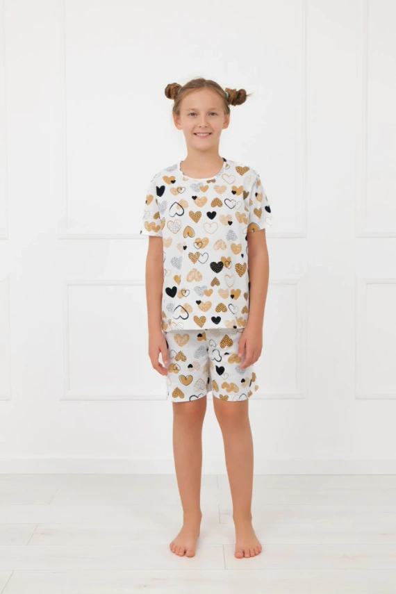 Lány pizsama Ariela Italian Fashion - pamut, rövid ujjú, rövidnadrág, rövidnadrág