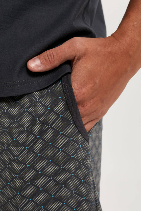 Abel Férfi rövid ujjú pizsama, rövidnadrág Olasz divat - grafit/print