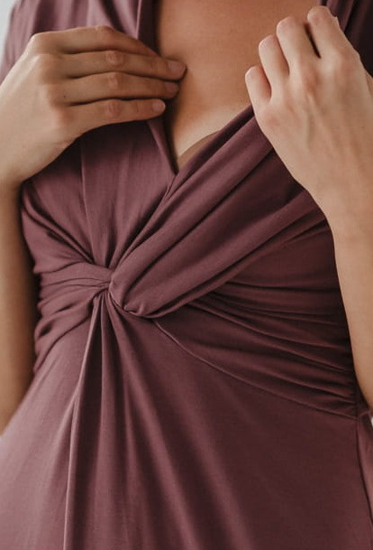 Loop Milk&Love kismama és szoptatós ruha - rózsabarna, 7/8 ujjú, viszkóz