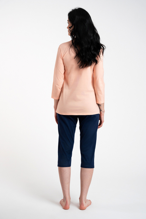 Arietta női pizsama 3/4 ujjú és 3/4 nadrág olasz divat - lazac