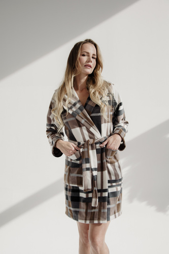 031 De Lafense fürdőköpeny takaró - meleg gyapjú női fürdőköpeny Super Cozy, barna, barna