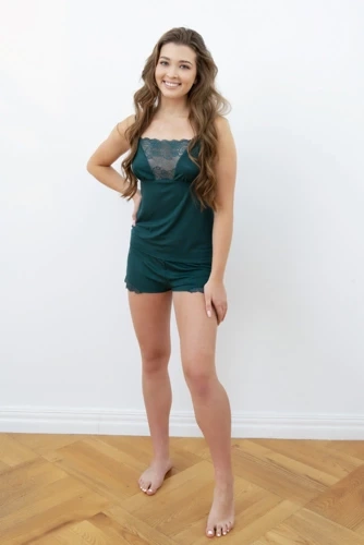 Intrika Női szűk pántos pizsama, rövid rövidnadrág olasz divat- zelona