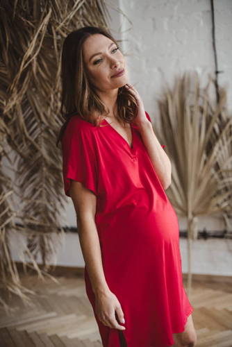 Moon bambusowa koszula nocna ciążowa i do karmienia Milk&Love malinowy