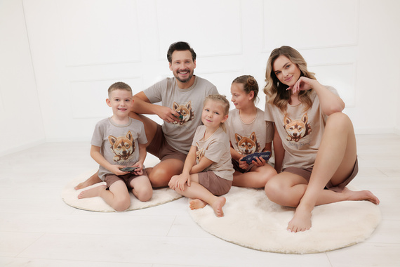 Férfi pizsama Shiba Italian Fashion 100% pamut rövid ujjú rövidnadrág