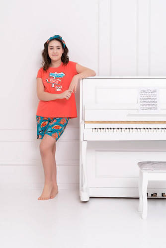 Oceania Lányok pizsamája Italian Fashion - korall/print