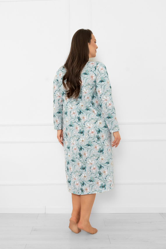 Női hálóing Sekwoja - pamut, hosszú ujjú, virágmintás Olasz divat