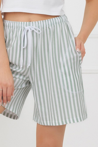Faro női rövidnadrág Italian Fashion 100% pamut csíkos zsebek