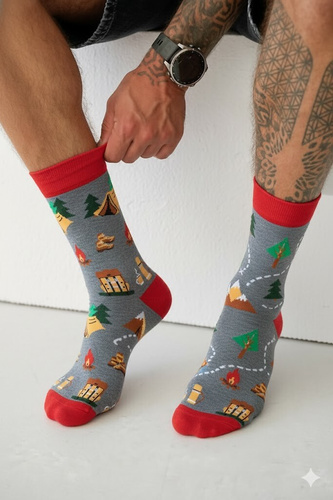 0125.053 Trekking - férfi zokni Milena színes mintával, Melange