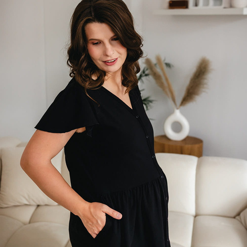 Linda Terhességi kigombolt ing Eevi fekete - szoptatáshoz, rugalmas, légáteresztő, lengyel minőségű