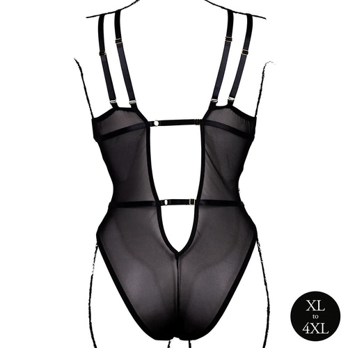 Body AMR006 Amour Le Désir csipkés plus size body XL-4XL fekete