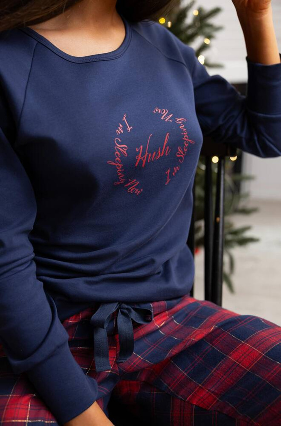 Emmeline Női pizsama Sensis Flanel - tengerészkék-piros