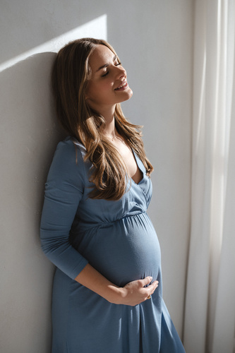 Star Light Terhesség és szoptatás bambusz hálóing 7/8 Milk&Love kék - légáteresztő, kórházi, kényelmes szoptatáshoz