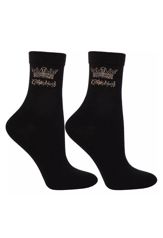 Zokni CSLS450-001 Moraj fekete- ünnepi dobozos zokni fényes zoknikkal