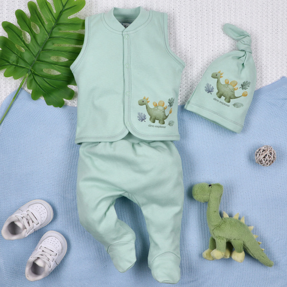 ABN-5579 Dino Explorer Nini babasapka - bio pamut, puha és légáteresztő