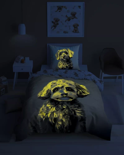 5421 A Rudy Piesek Pościel bawełniana świecąca w ciemności Detexpol
