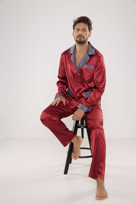 939 Férfi szatén gesztenyebarna pizsama