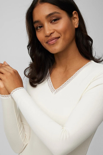 Női termikus póló Ysabel Mora 70018 panacotta- meleg, lélegző, csipkés és hosszú ujjú, hosszú ujjú póló