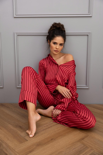 Rosemary Sensis női pizsama - viszkóz, cipzáras, csíkos