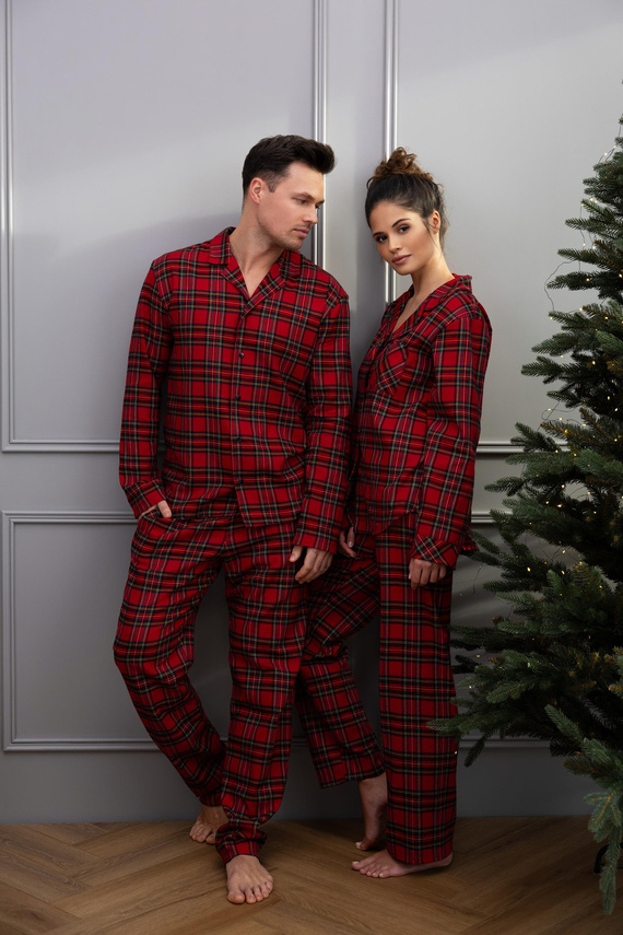 Dayana Sensis női pizsama - flanel, hosszú, kockás