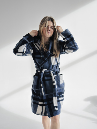 031 De Lafense fürdőköpeny takaró - meleg gyapjú női fürdőköpeny Super Cozy, kék