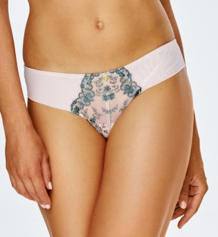 2550/2552 Lupoline bugyi - bézs színű, zöld mintás, átlátszó hálós bugyi