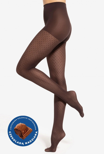 Gatta Wedel wz.03 Harisnyanadrág 40 den - geometrikus minta, sötét csokoládé
