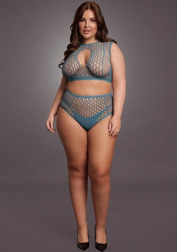 Komplet DES027 Le Désir érzéki plus size hálós szett