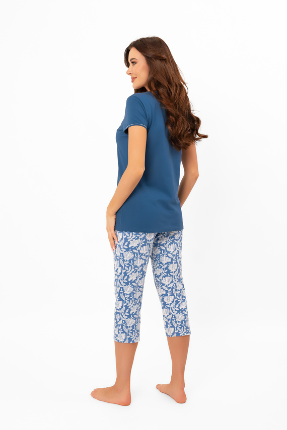 Női pizsama Boma - rövid ujjú, 3/4-es nadrág, pamut Italian Fashion - farmer/print