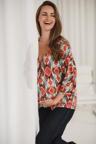 Bahama Mama Milk&Love kismama blúz boho mintás - viszkóz, 3/4 ujjú, oversize