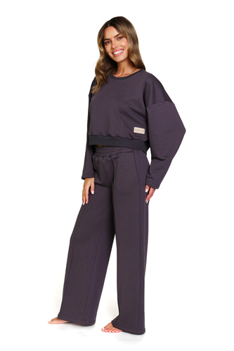 7360 Doctor Nap - Női pamut tréningruha széles nadrággal | Lengyel gyártás - fume