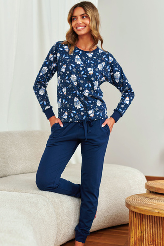 5272 Doctor Nap női pizsama - Cozy Bear, pamut, hosszú ujjú, hosszú nadrág és nadrág