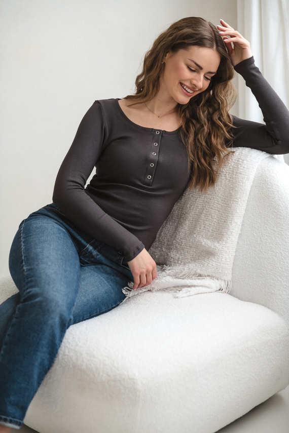 Tummy Milk&Love kismama és szoptatós felső viszkóz graphite