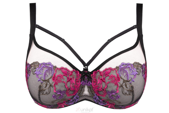 Estella Soft melltartó - puha, fekete, hímzéssel, elegáns és kényelmes