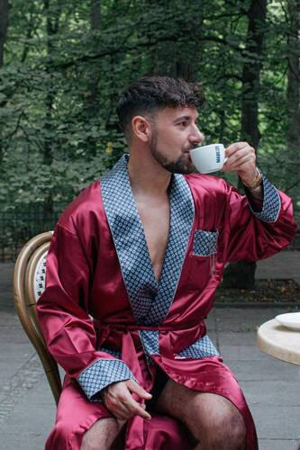 940 Forex férfi szatén fürdőköpeny - gesztenyebarna színben