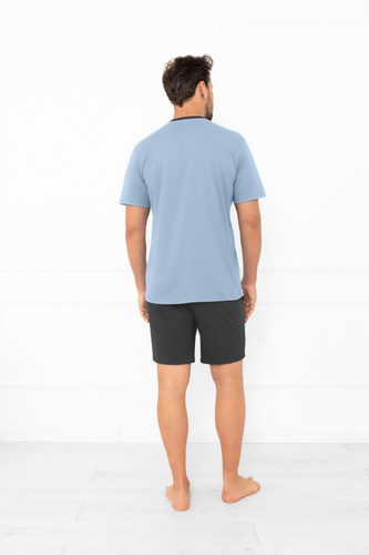 Julius Italian Fashion férfi pizsama acél - rövid, pamut, elegáns, elegáns