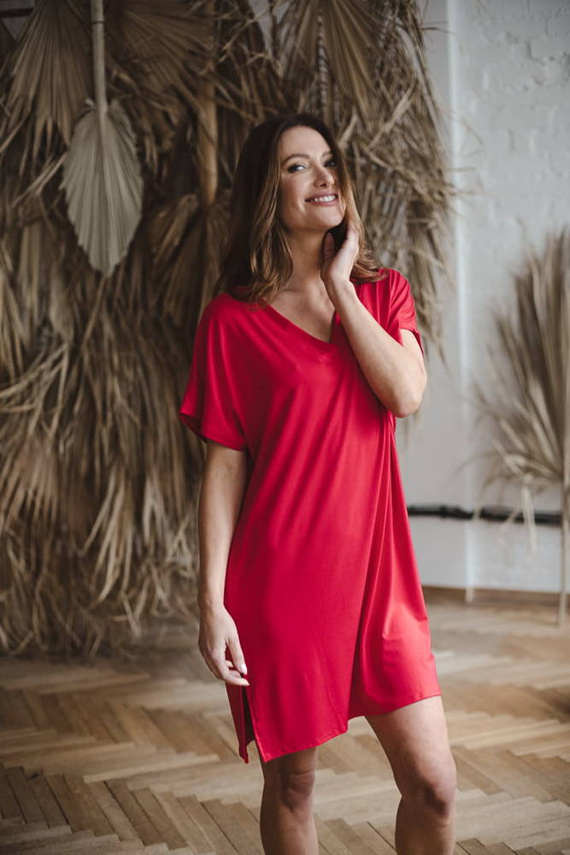 Moon bambusowa koszula nocna ciążowa i do karmienia Milk&Love malinowy