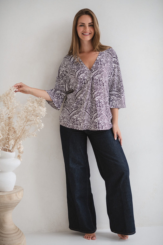 Bahama Mama Milk&Love kismama blúz trópusi mintával, viszkóz, 3/4 ujjú, oversize