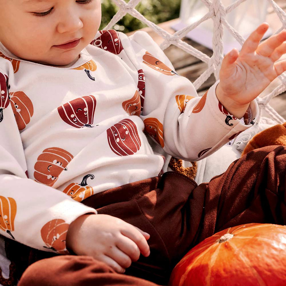 Halloween baba bodysuit Eevi - ekrü, sütőtök, pamut