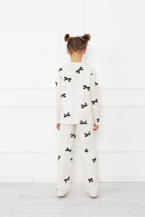 Lány pizsama Fiocca- ekrü, pamut, hosszú ujjú és nadrágos Olasz Divat