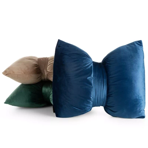 Eurofirany karácsonyi párna tengerészkék 45x55 - bársony masni