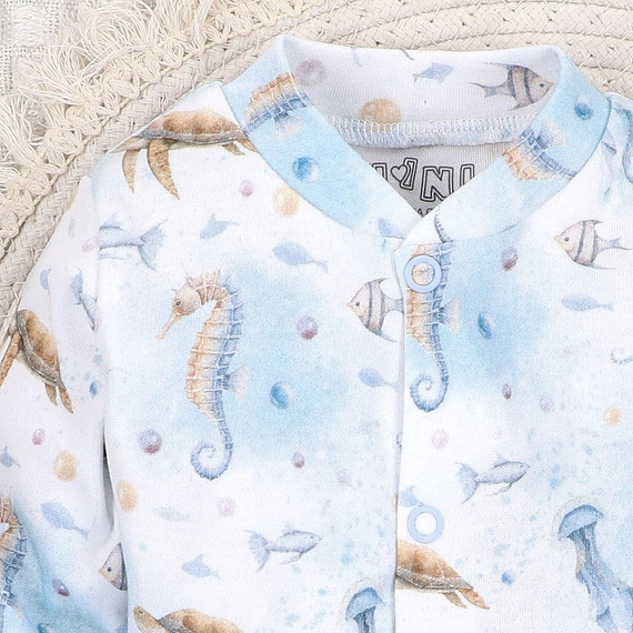 ABN-5454 Sea Of Joy Nini baba kaftán - organikus pamut, nyomógombos záródással