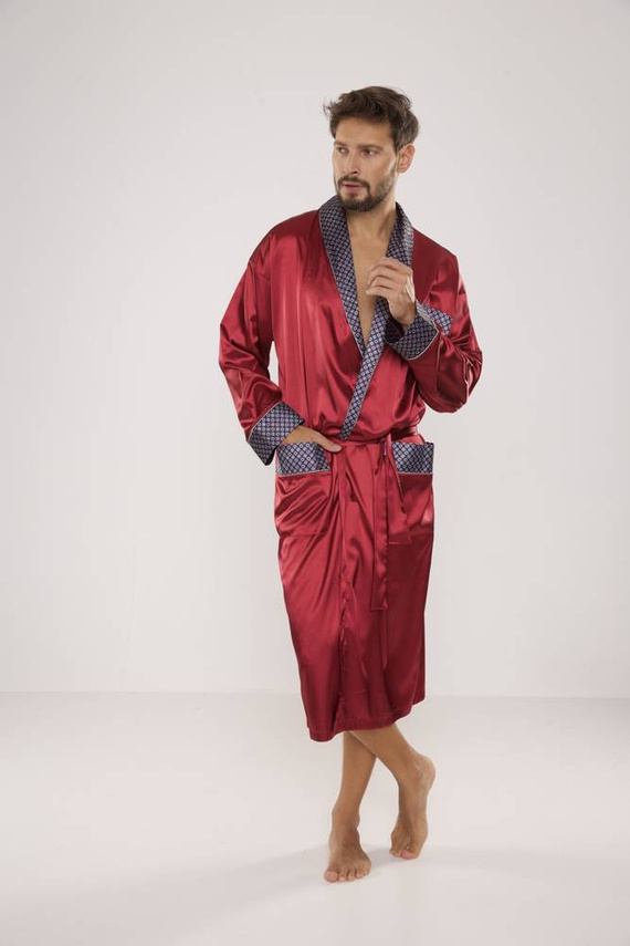 940 Forex férfi szatén fürdőköpeny - gesztenyebarna színben