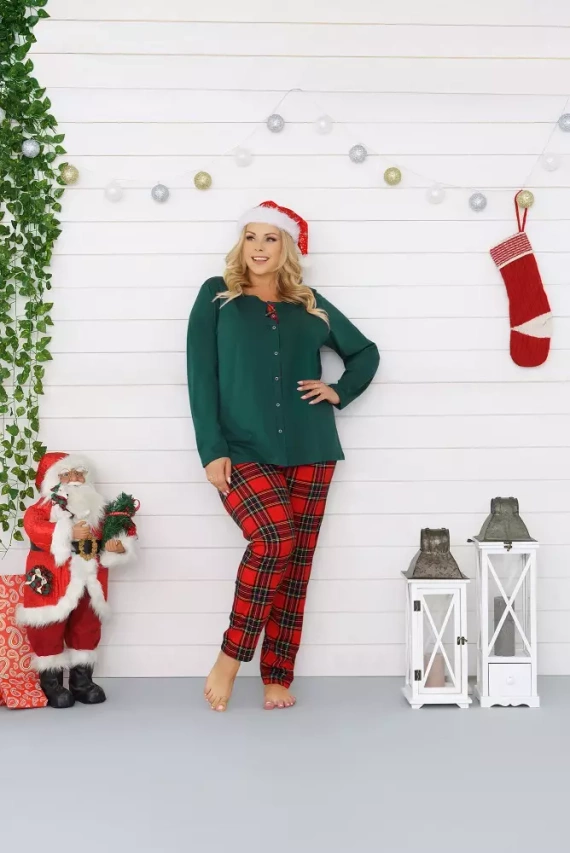 Zorza női pizsama hosszú ujjú, nadrágos olasz divat - zöld/print