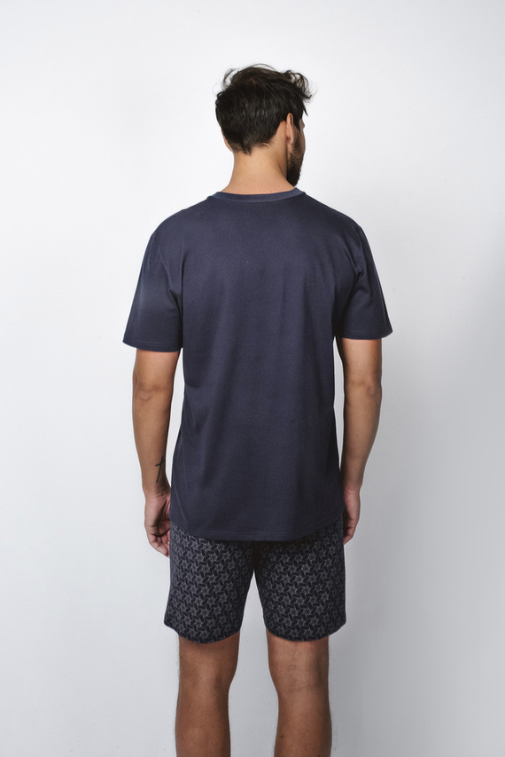 Diaz Férfi rövid ujjú pizsama, rövidnadrág Italian Fashion - tengerészkék/print